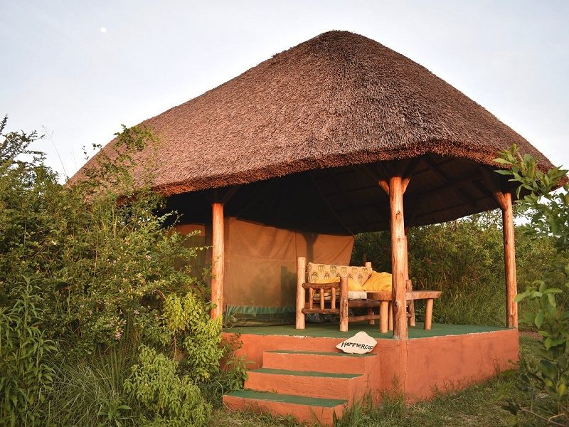 SAFARI TENT – Thatch covered tents with verander. Out door en-suite with hot water – sleep 1-3